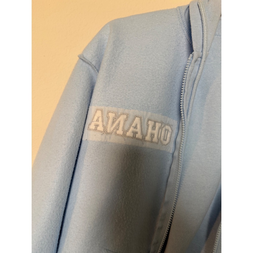 Disney Stitch O'Hana Zip Hoodie Light Blue Chenille Patch Size Large - Picture 17 of 17